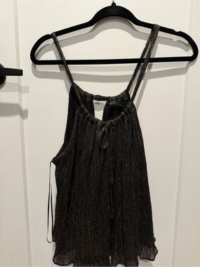 Zara Metallic Black Strappy Sleeveless Tank
